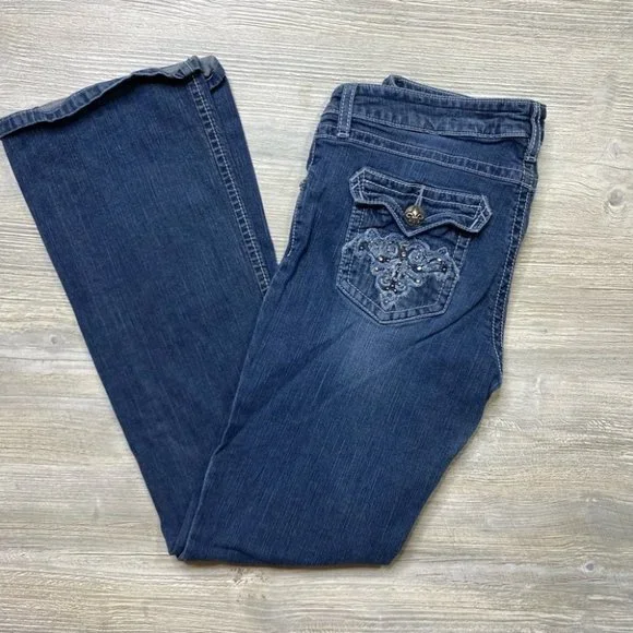 Rock 47 by Wrangler Ultra Low Rise Bootcut Jeans - Picture 2 of 12